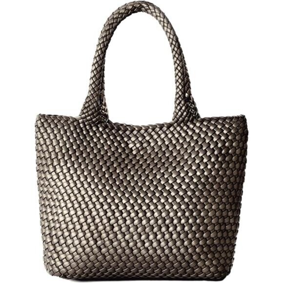 Woven Tote Bag for Women A - Silver - Picture 1 of 6